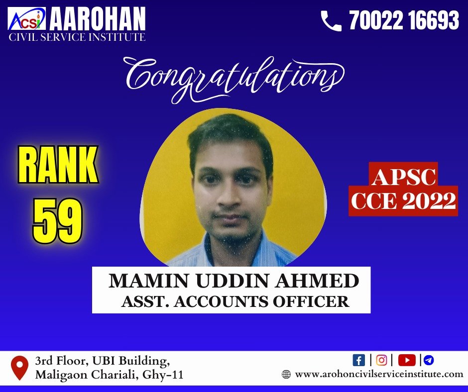 Mamin Uddin Ahmed, Assistant Account Officer, Rank - 59